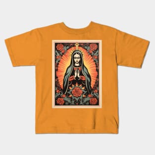 Vintage Retro Lithograph Virgin Mary Kids T-Shirt